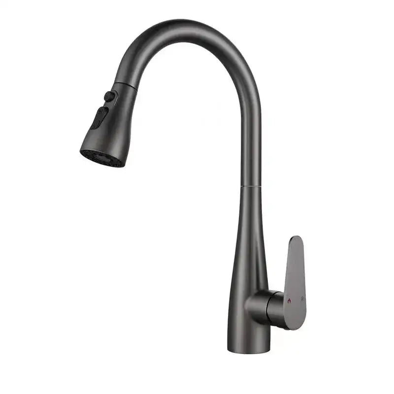 Modern matte gray kitchen faucet with pull down sprayer