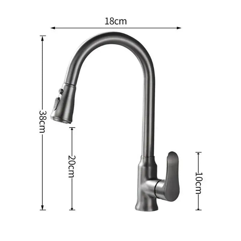 Modern matte gray kitchen faucet with pull down sprayer