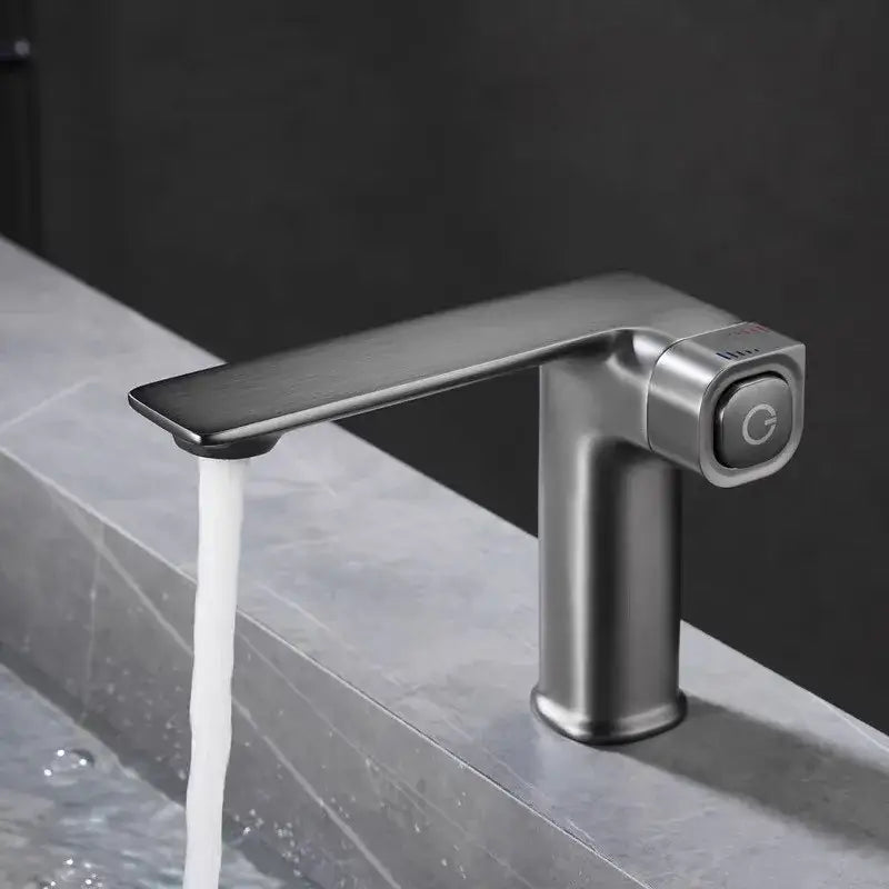 Modern matte gray sink mixer kitchen tap with memory switch