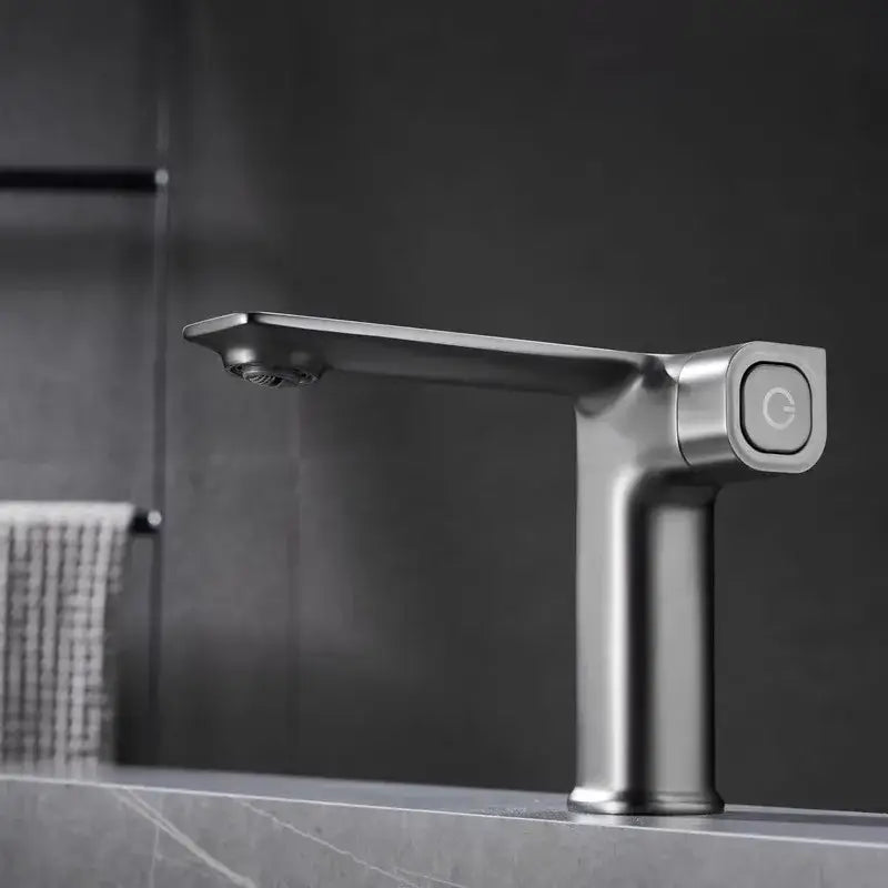 Modern matte gray sink mixer kitchen tap with memory switch