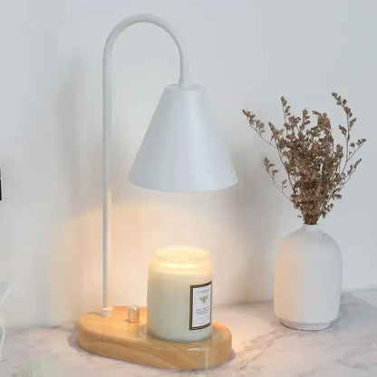 Modern matte green electric candle lamp warmer bedroom wooden base