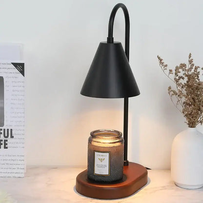 Modern matte green electric candle lamp warmer bedroom wooden base