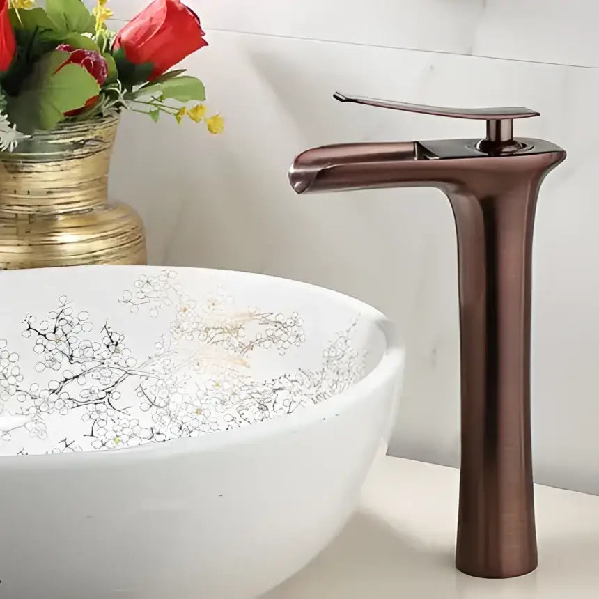 Modern matte grey waterfall brass basin faucet for bathroom sink