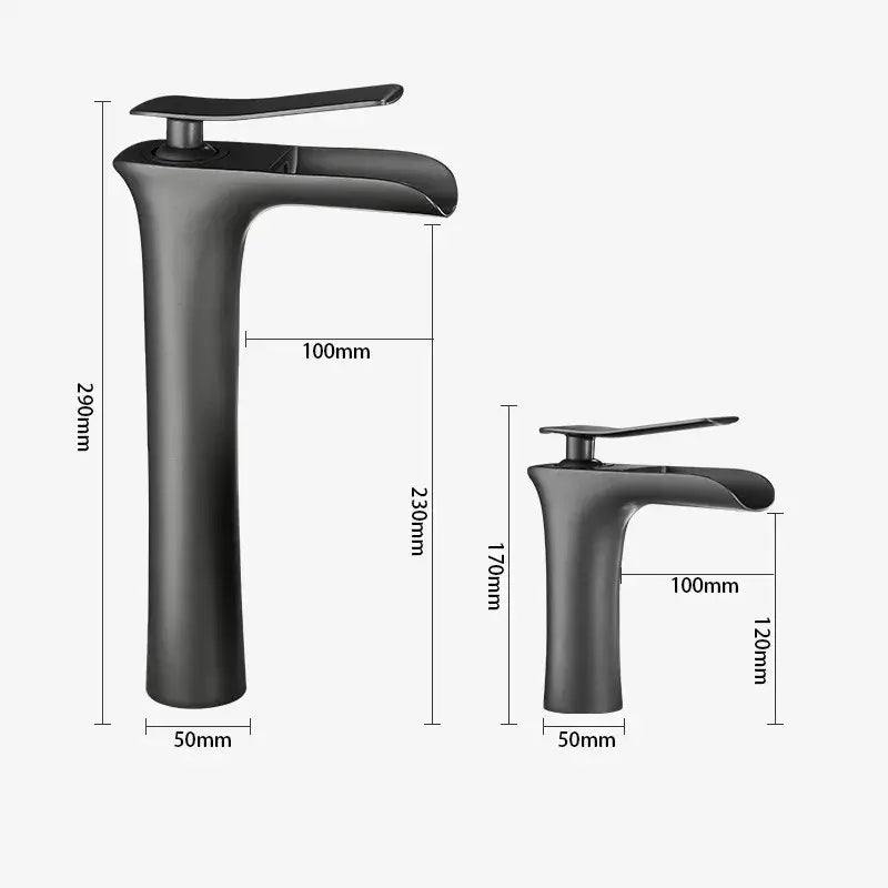 Modern matte grey waterfall brass basin faucet for bathroom sink