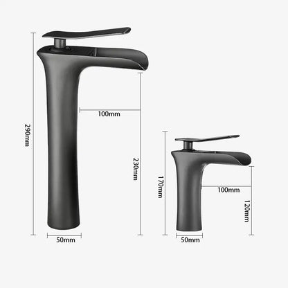 Modern matte grey waterfall brass basin faucet for bathroom sink