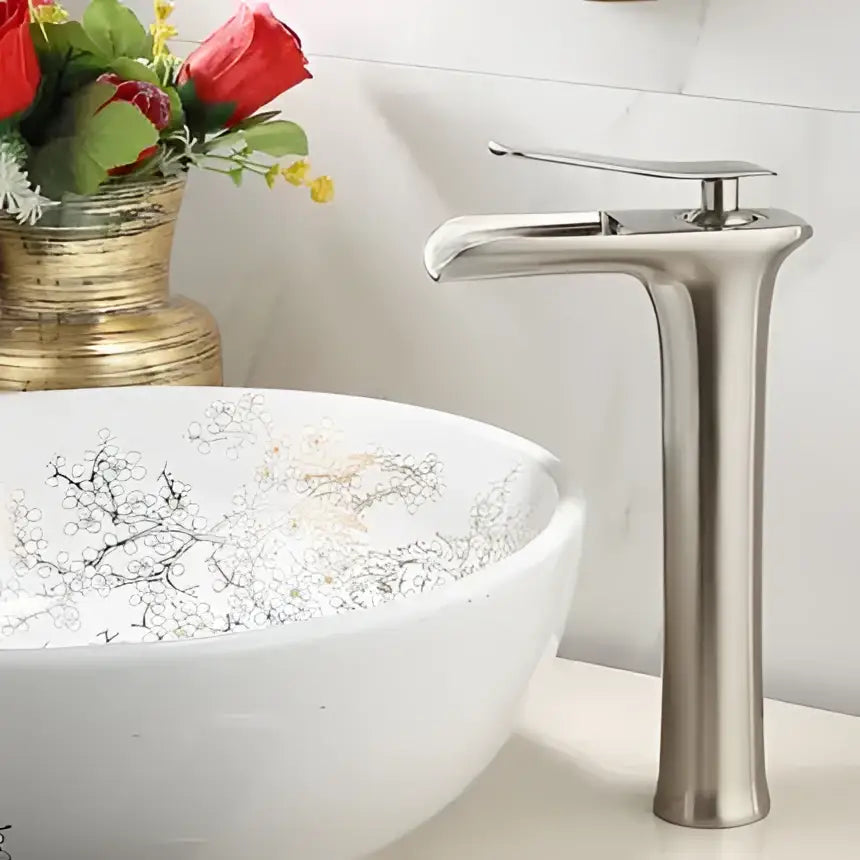 Modern matte grey waterfall brass basin faucet for bathroom sink