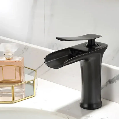 Modern matte grey waterfall brass basin faucet for bathroom sink
