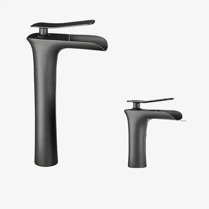 Modern matte grey waterfall brass basin faucet for bathroom sink
