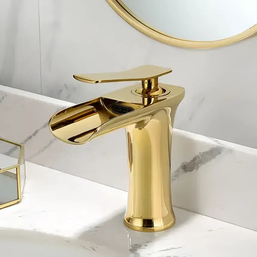 Modern matte grey waterfall brass basin faucet for bathroom sink