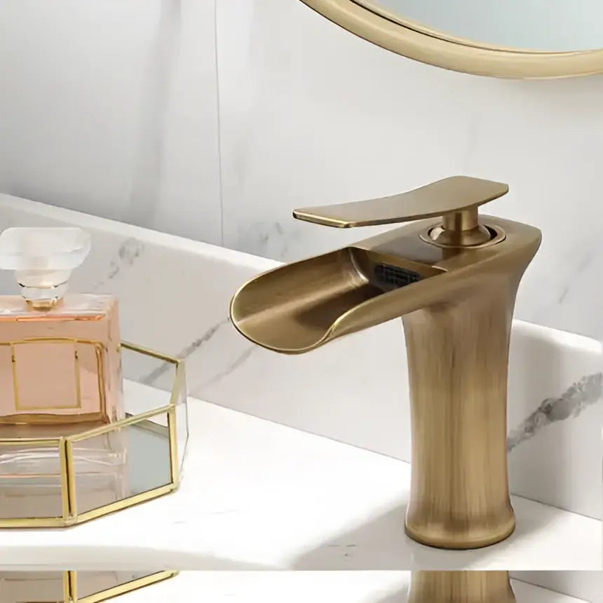 Modern matte grey waterfall brass basin faucet for bathroom sink