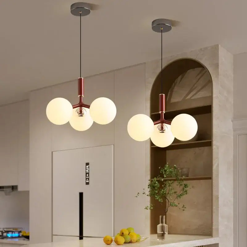 Modern matte red glass ball pendant – living room lighting fixture