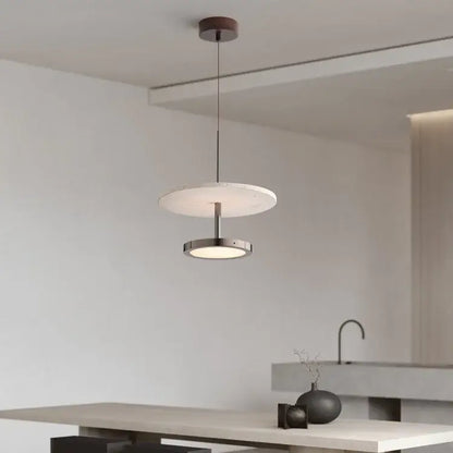 Modern matte white black stone pendant led chandelier dining room
