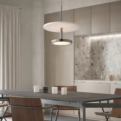 Modern matte white black stone pendant led chandelier dining room
