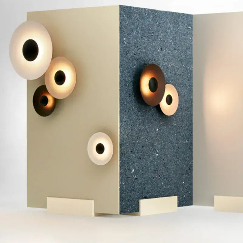 Modern matte white & brushed bronze ginger round wall lamp bedroom