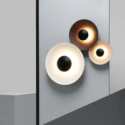 Modern matte white & brushed bronze ginger round wall lamp bedroom