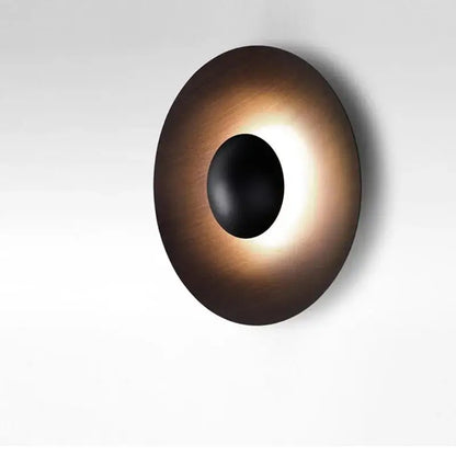 Modern matte white & brushed bronze ginger round wall lamp bedroom