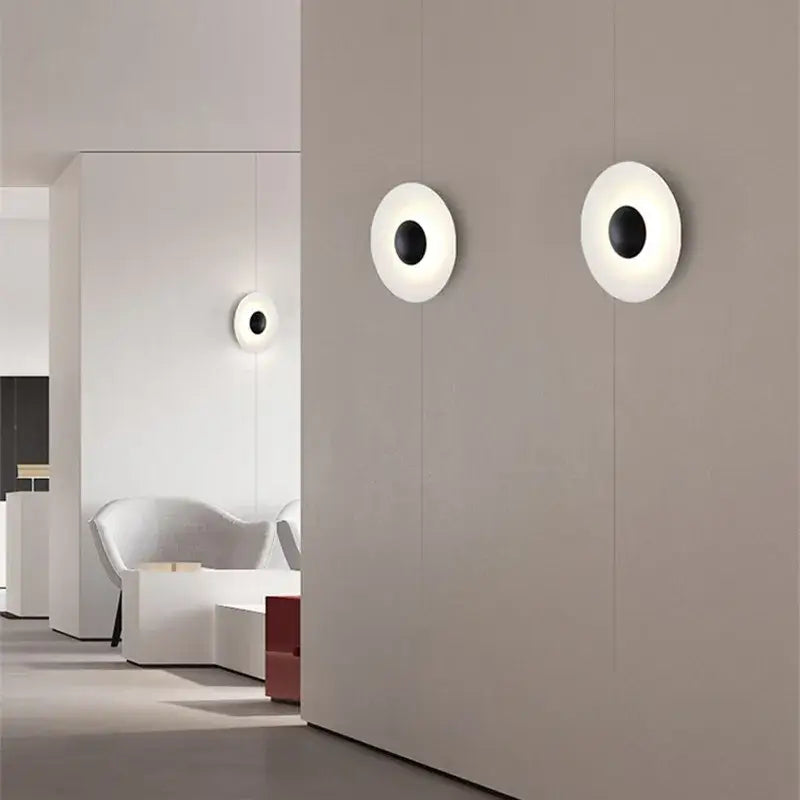 Modern matte white & brushed bronze ginger round wall lamp bedroom
