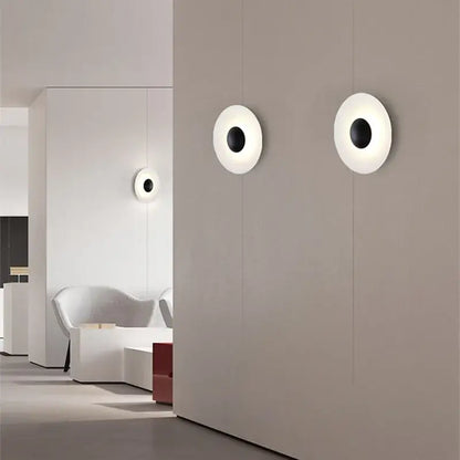 Modern matte white & brushed bronze ginger round wall lamp bedroom