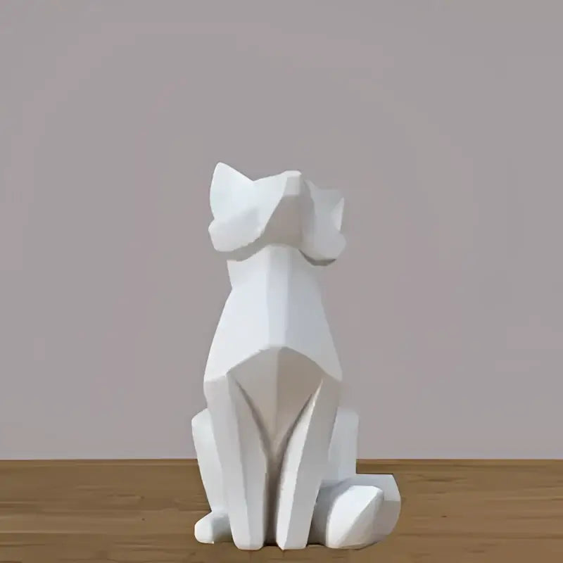 Modern matte white geometric fox sculpture living room decor