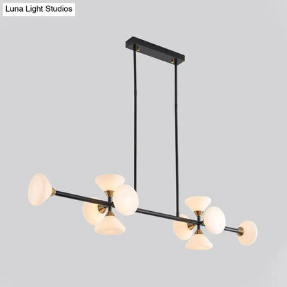 Modern matte white glass flared chandelier – kitchen island light