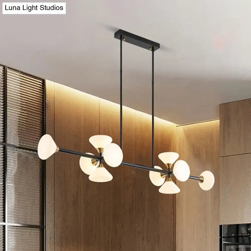Modern matte white glass flared chandelier – kitchen island light