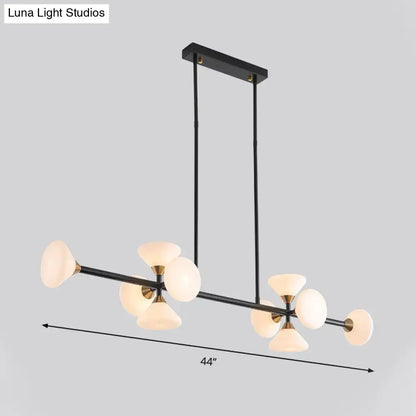 Modern matte white glass flared chandelier – kitchen island light