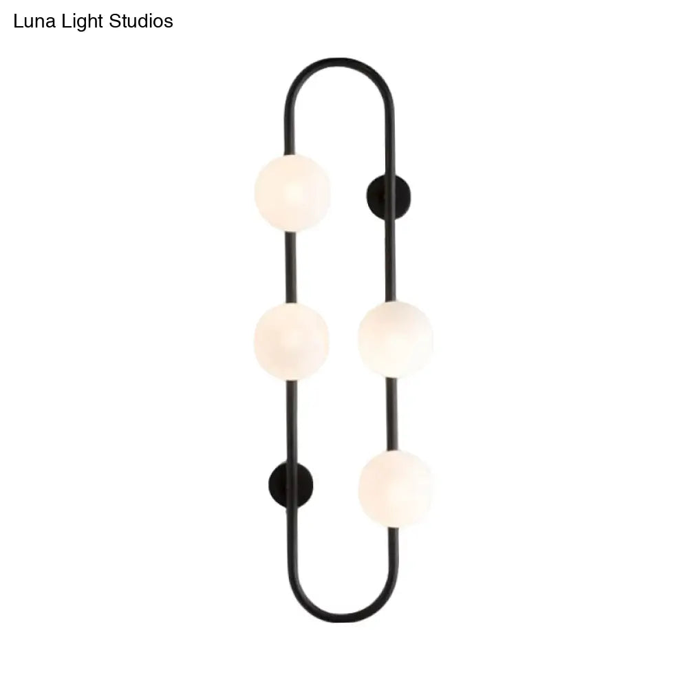 DecorBites™ Modern Matte White Glass Globe Wall Sconce with 4-Light Bedroom Lighting Ideas in Black/Gold
