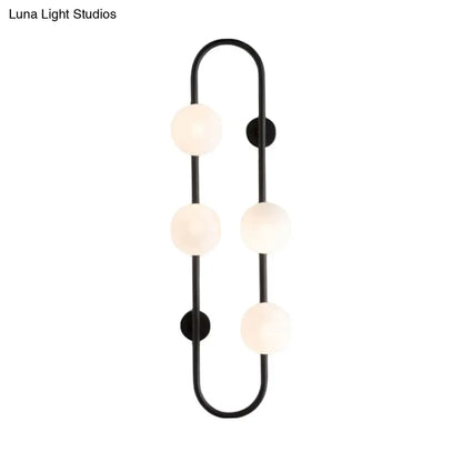 DecorBites™ Modern Matte White Glass Globe Wall Sconce with 4-Light Bedroom Lighting Ideas in Black/Gold