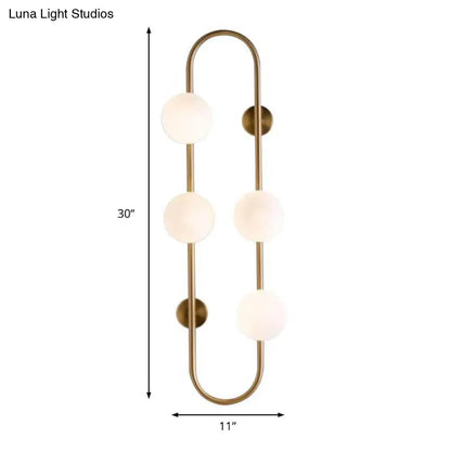 DecorBites™ Modern Matte White Glass Globe Wall Sconce with 4-Light Bedroom Lighting Ideas in Black/Gold