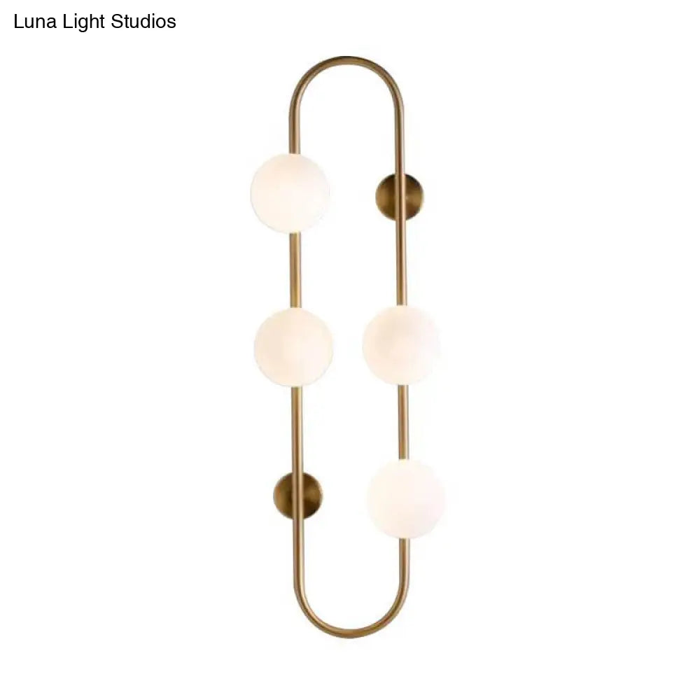 DecorBites™ Modern Matte White Glass Globe Wall Sconce with 4-Light Bedroom Lighting Ideas in Black/Gold