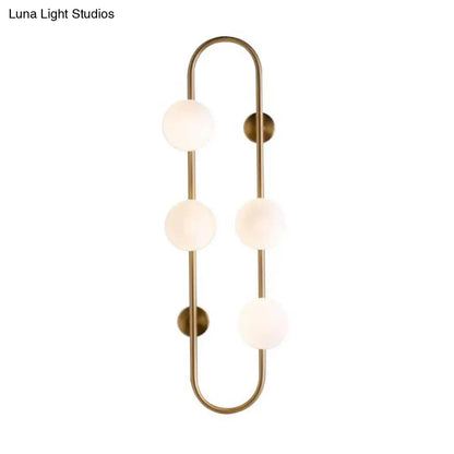 DecorBites™ Modern Matte White Glass Globe Wall Sconce with 4-Light Bedroom Lighting Ideas in Black/Gold
