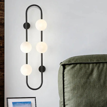 DecorBites™ Modern Matte White Glass Globe Wall Sconce with 4-Light Bedroom Lighting Ideas in Black/Gold