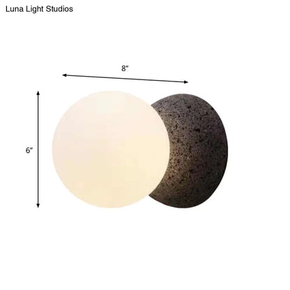 DecorBites™ Modern Matte White Glass Mini Globe Sconce Lamp with 1 Bulb Wall Mount for Living Room in Black