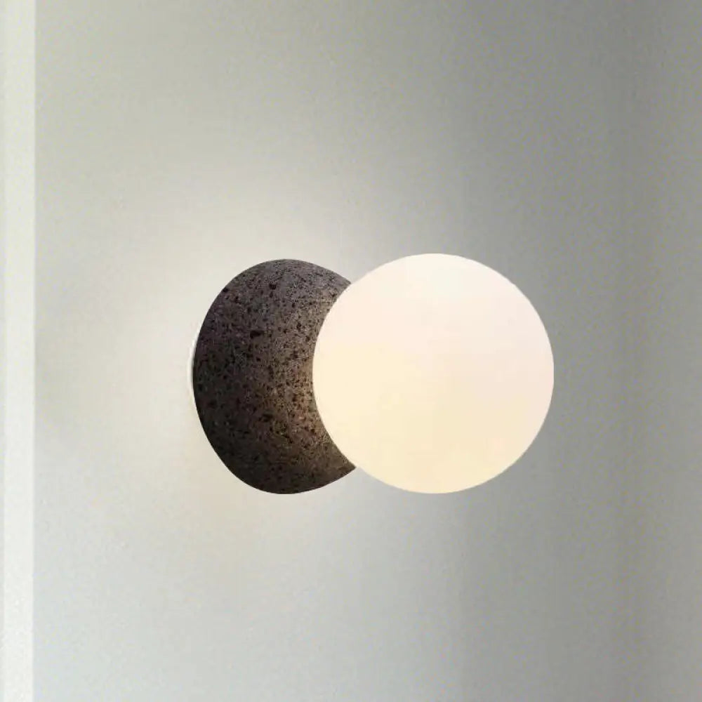 DecorBites™ Modern Matte White Glass Mini Globe Sconce Lamp with 1 Bulb Wall Mount for Living Room in Black