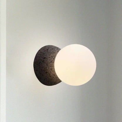 DecorBites™ Modern Matte White Glass Mini Globe Sconce Lamp with 1 Bulb Wall Mount for Living Room in Black