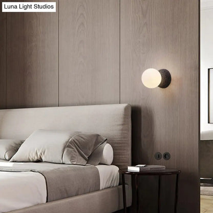 DecorBites™ Modern Matte White Glass Mini Globe Sconce Lamp with 1 Bulb Wall Mount for Living Room in Black