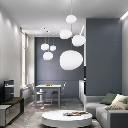 Modern matte white glass pendant light for dining room kitchen