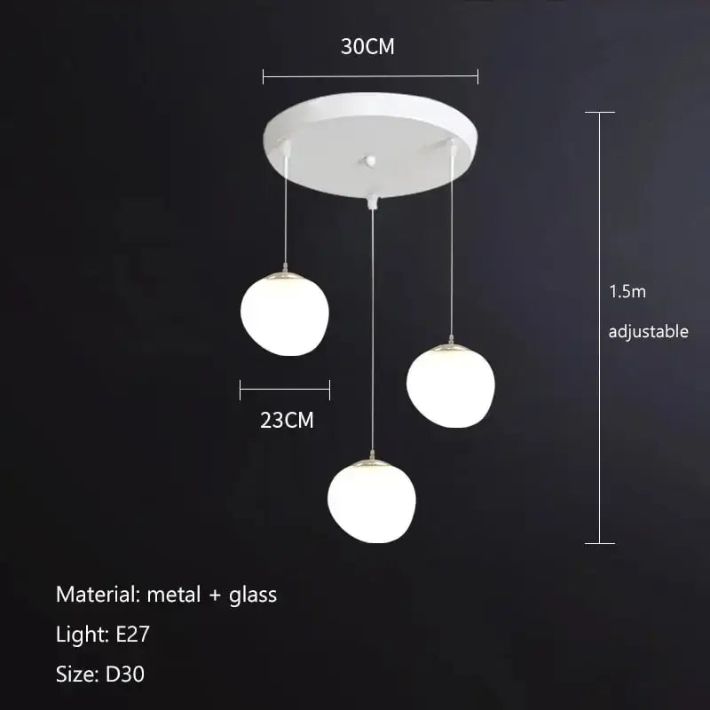 Modern matte white glass pendant light for dining room kitchen