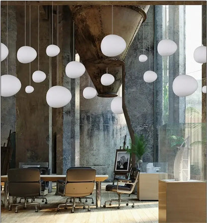Modern matte white glass pendant light for kitchen and dining room