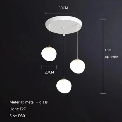 Modern matte white glass pendant light for kitchen and dining room