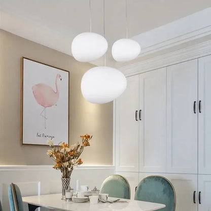 Modern matte white glass pendant light for kitchen and dining room