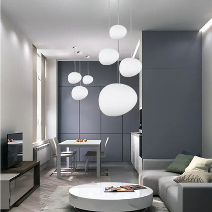 Modern matte white glass pendant light for kitchen and dining room