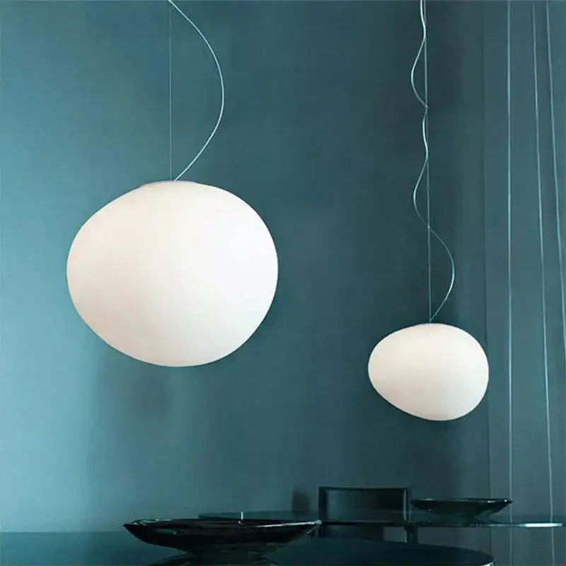 Modern matte white glass pendant light for kitchen and dining room