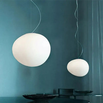Modern matte white glass pendant light for kitchen and dining room