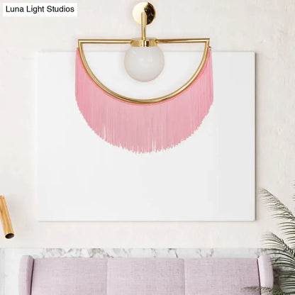 Modern matte white glass wall light – bedroom tassel sconce