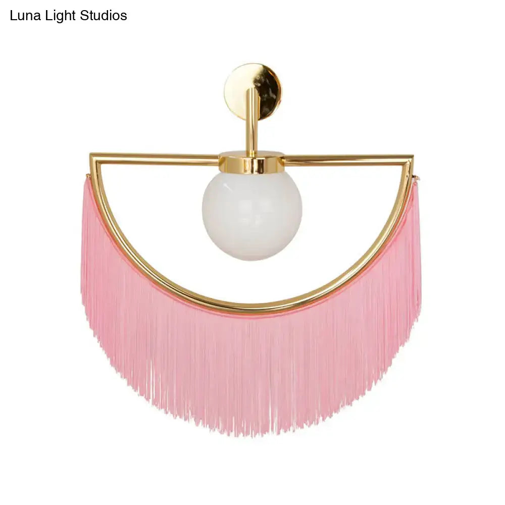Modern matte white glass wall light – bedroom tassel sconce