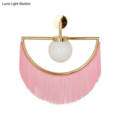 Modern matte white glass wall light – bedroom tassel sconce