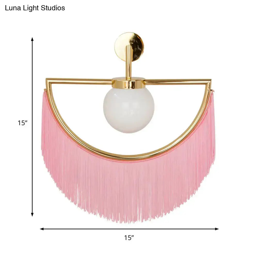 Modern matte white glass wall light – bedroom tassel sconce