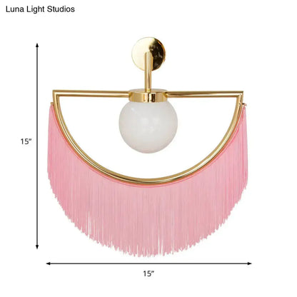 Modern matte white glass wall light – bedroom tassel sconce