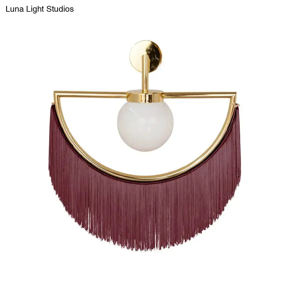 Modern matte white glass wall light – bedroom tassel sconce